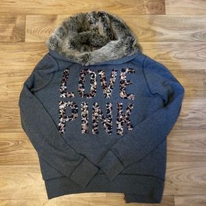 VS Pink fur lined hoodie